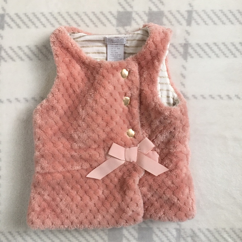 Tahari pink vest, 12-18 months